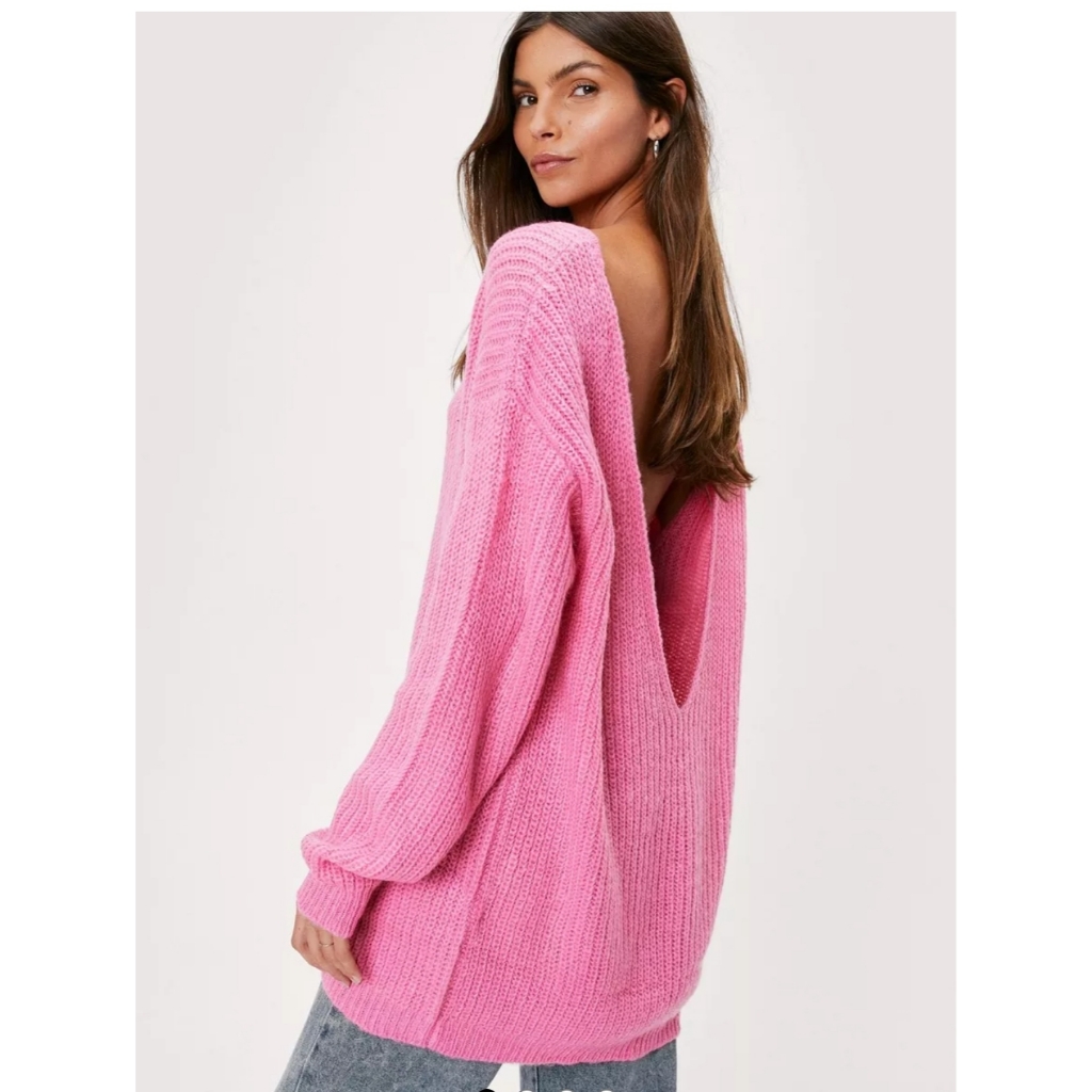 Nasty Gal Low V Back Soft Knit Sweater Nwt